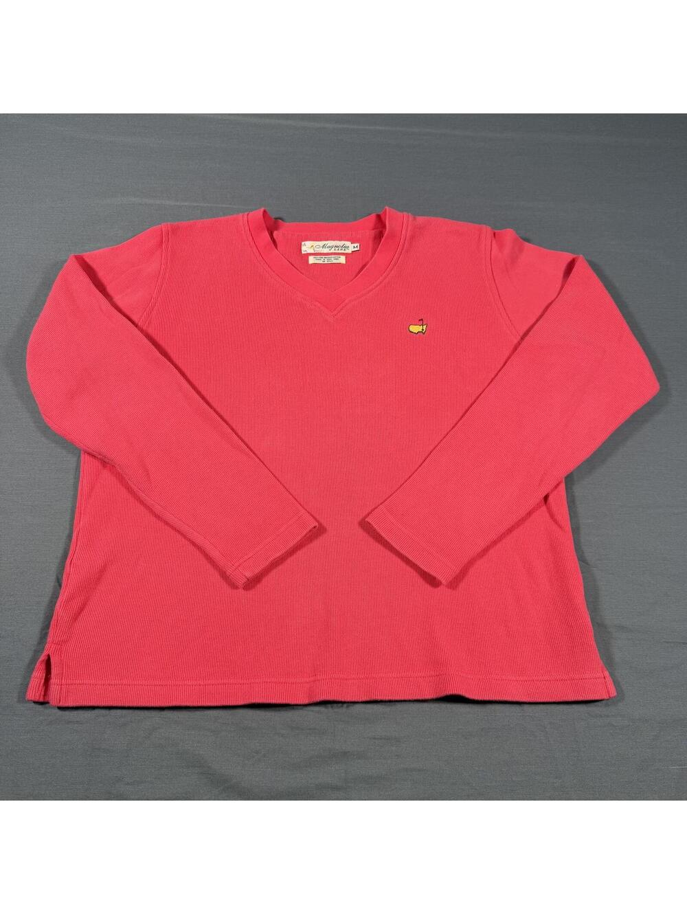 Master’s Pink V-Neck Long Sleeve Cotton Sweater Medium